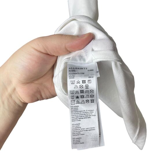 AllSaints Rita T Shirt Long Sleeve Drop Shoulder Designer Oversize Tee Top Large - Picture 11 of 11